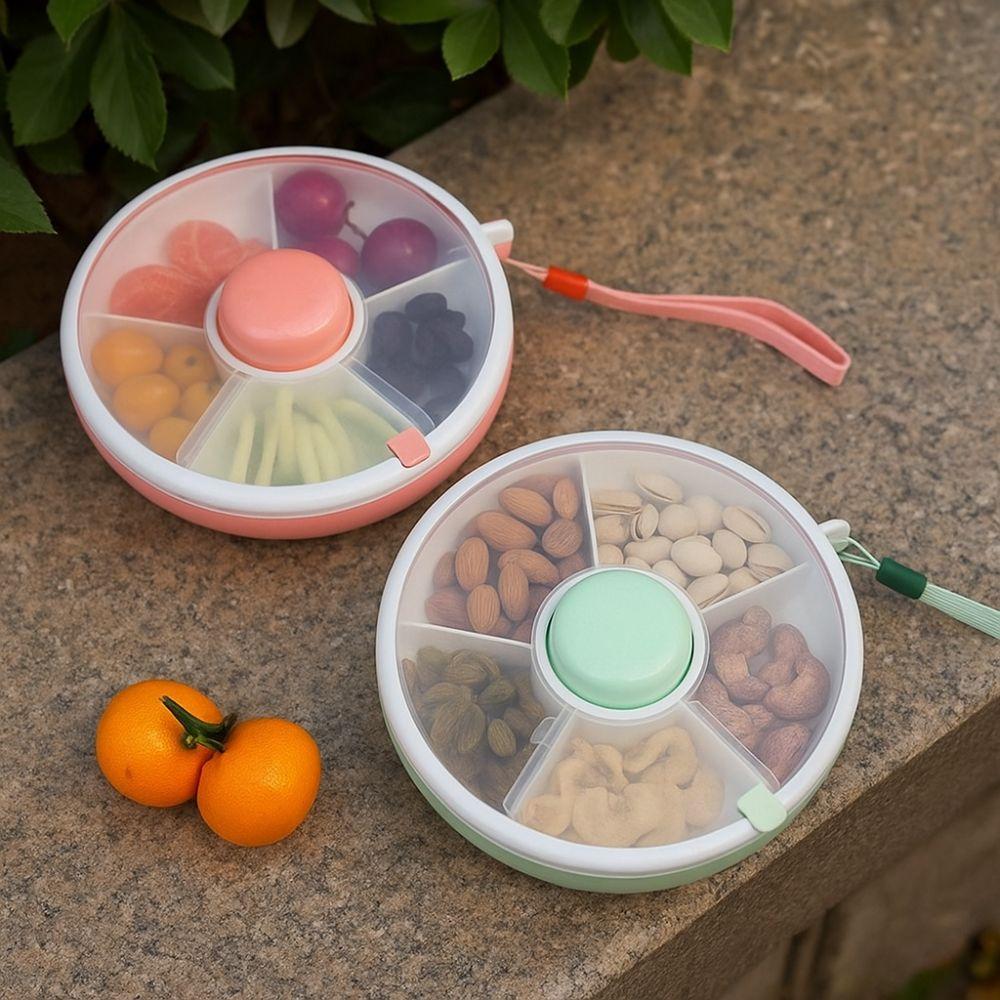 5 Compartments Snack Spinner Portable Sealed Fruit Tray Candy Box Snack Storage Box  Kids Snack