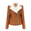 Women’s Jackets Faux Leather Cropped Lapel Collar Flannel Lined Warm Short Coat PU Bomber Moto Biker Outfits Winter Autumn Fashion Outwear