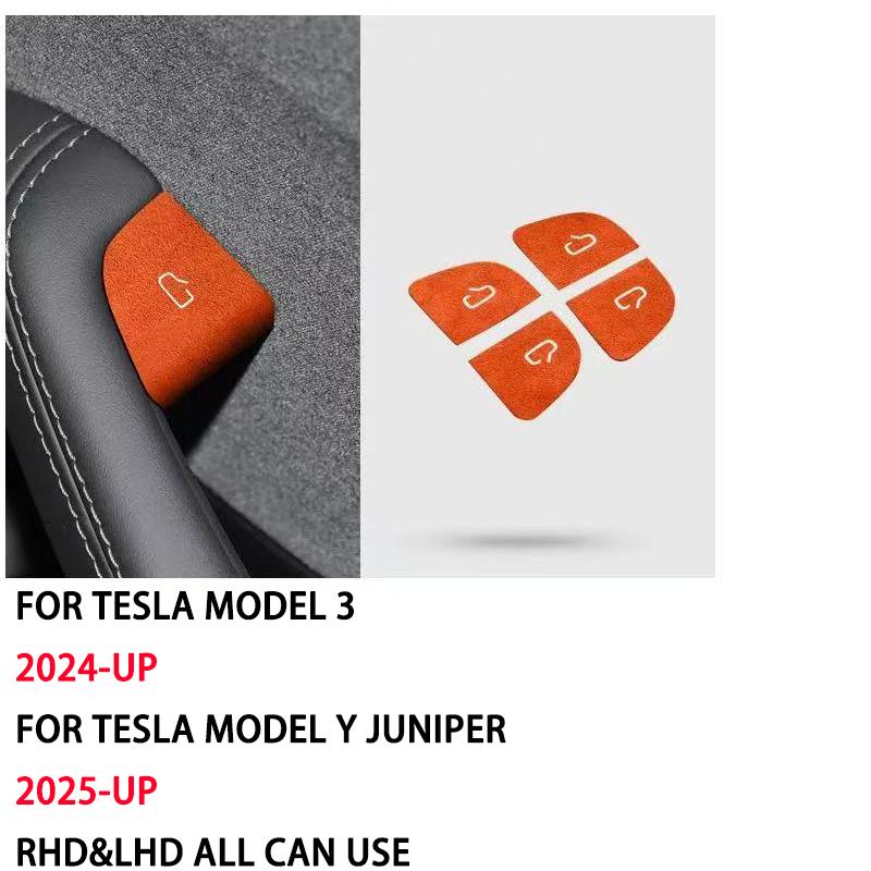 

Italian Premium Suede For Tesla Model Y 2025 Juniper Model 3 Highland 2024 Door Switch Patch Trim Cover Interior Car Accessories Juniper Highland A