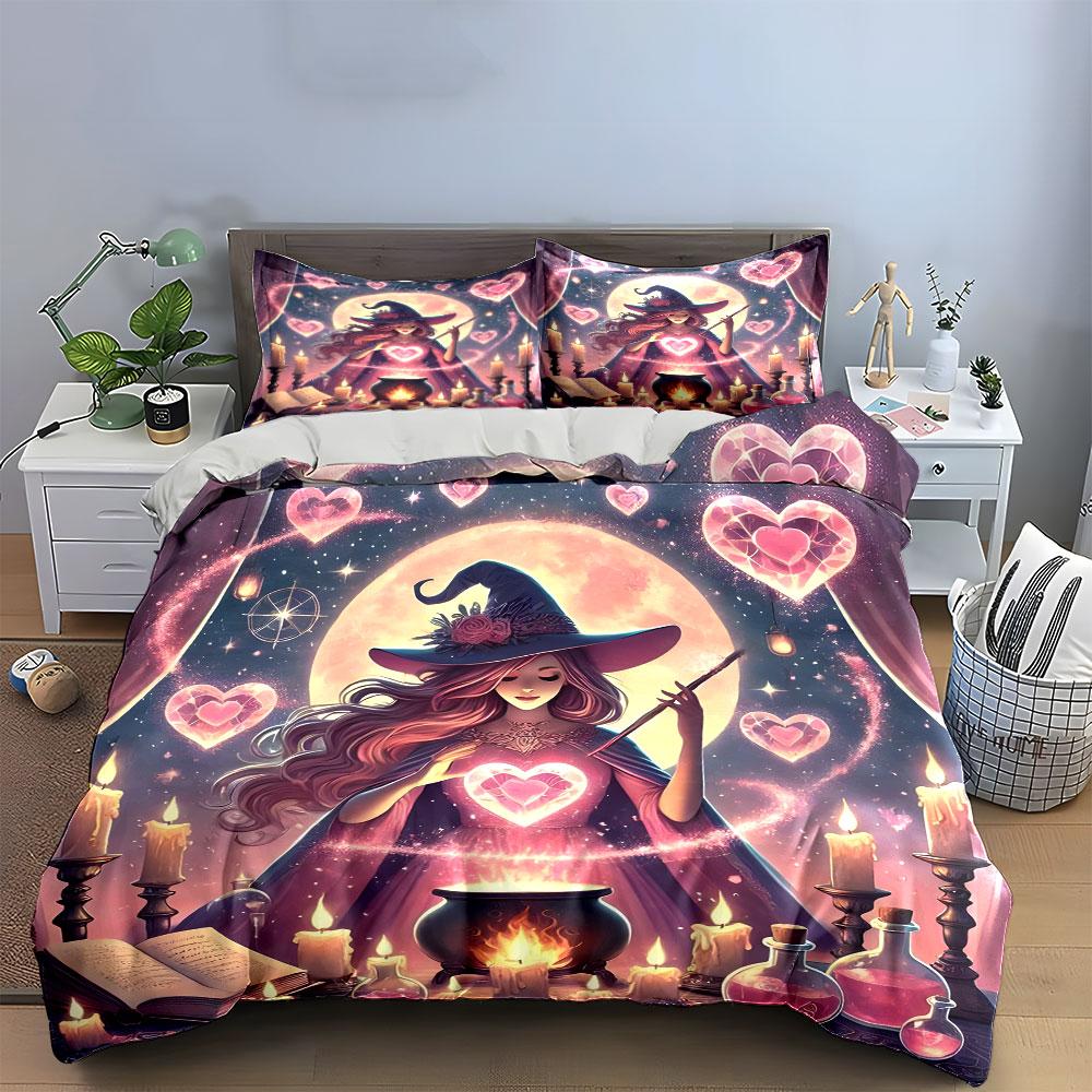 Magical Witchcraft Ritual Setup Kid'S And Adults' Bedroom Decor, Exquisite Three-Piece Bedding Set Gift