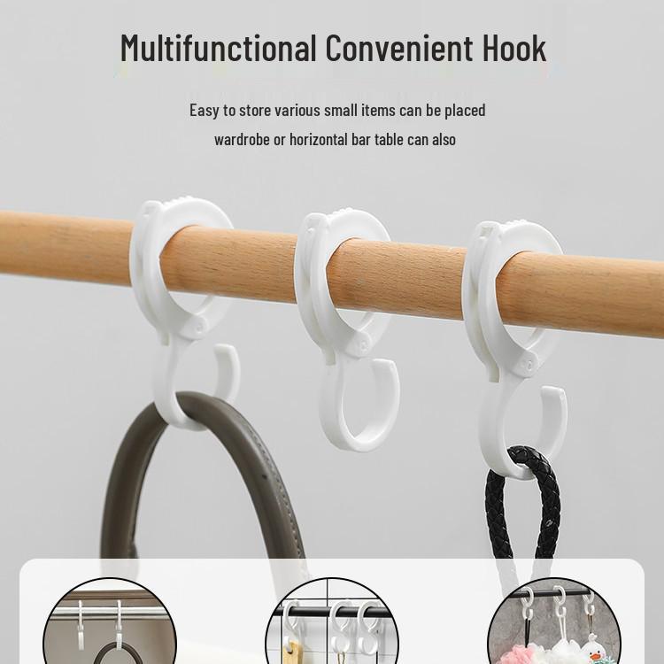 

S Hook: Прочный, без сверления, круглый пластиковый зажим для кухни, гардероба или домашнего использования Large Adjustable - 1 Pack