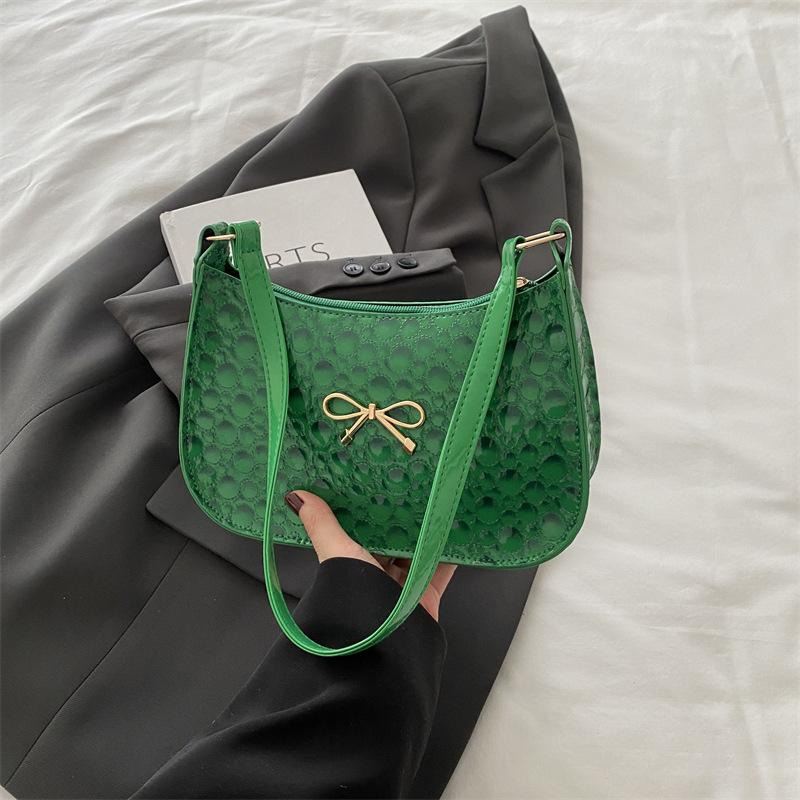 

Underarm high-end bag women s 2025 bow woven pattern spring small square bag simple casual shoulder messenger bag зелёный