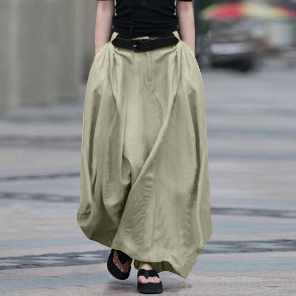 Jupe Longue Fluide à Boutons Colorés Mode Femme Jupe Trapèze Taille Haute Mi-longue