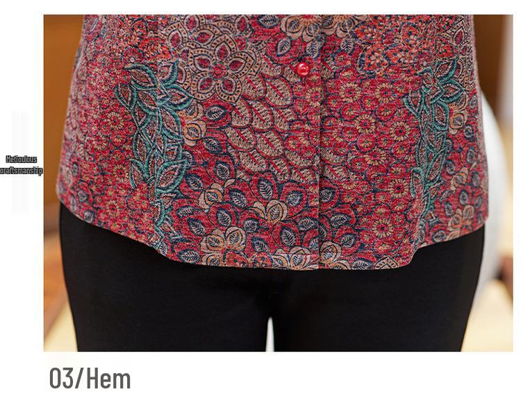 Elegant Plus Size Wool Coat for Middle-Aged and Elderly Women, Long-Sleeve Lightweight Cardigan, Perfect for Spring and Autumn