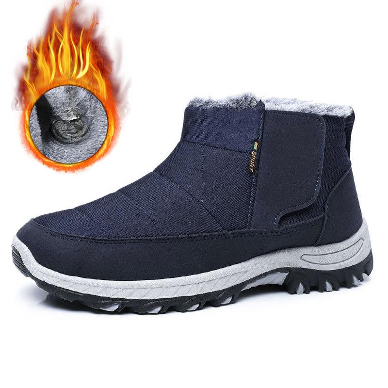 

Зимние плюшевые толстые мужские ботинки Теплые сноубутсы для улицы Альпинистские Мужские износостойкие теплые хлопковые ботинки 43 синий