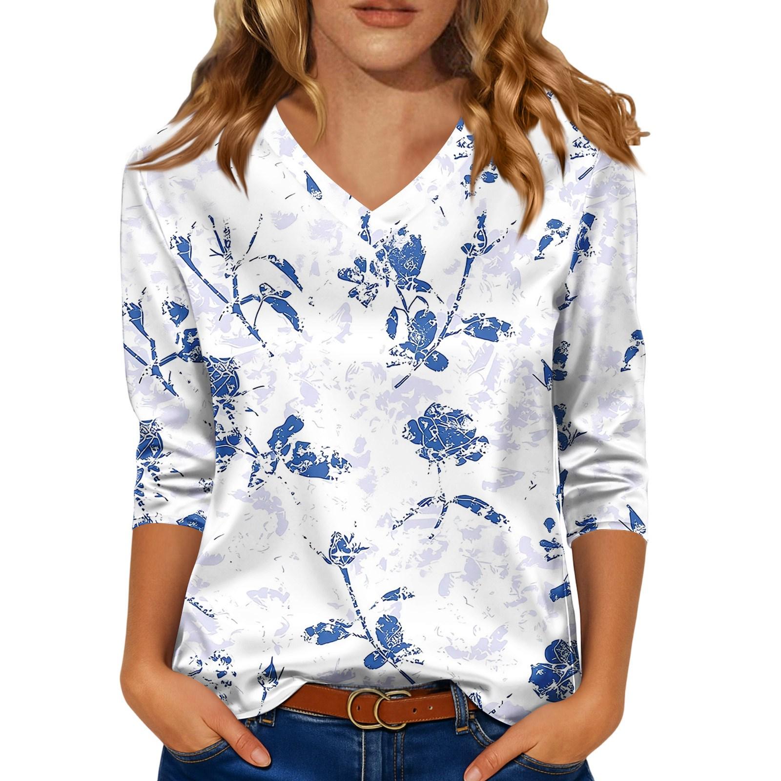 

Блузка для женщин нарядная с рукавом 3/4, рубашки для делового кэжуал, топы S