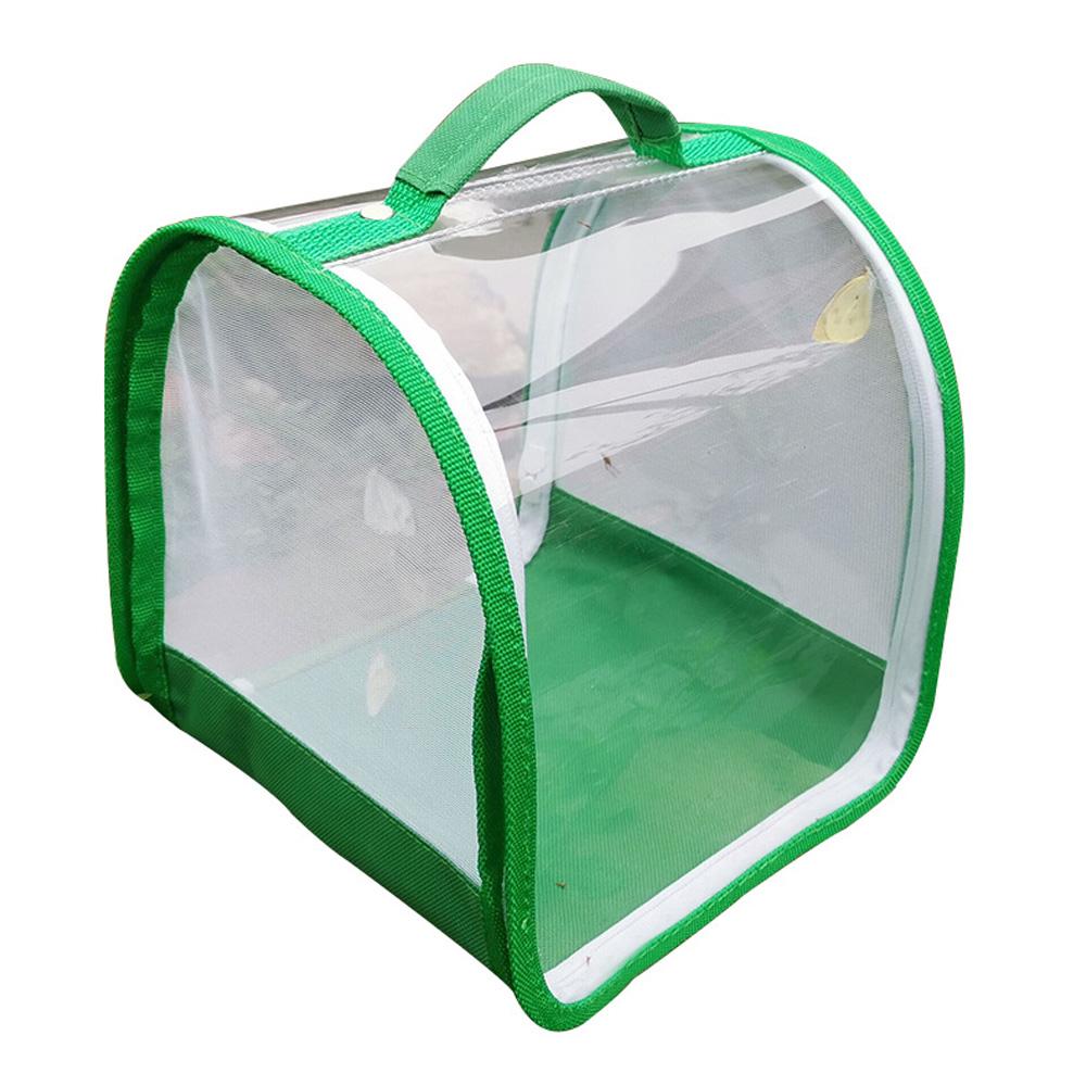 

360° Transparent Insect Cage Butterfly Habitat Portable Foldable Caterpillar Enclosure with Handle for Easy Observation зелёный