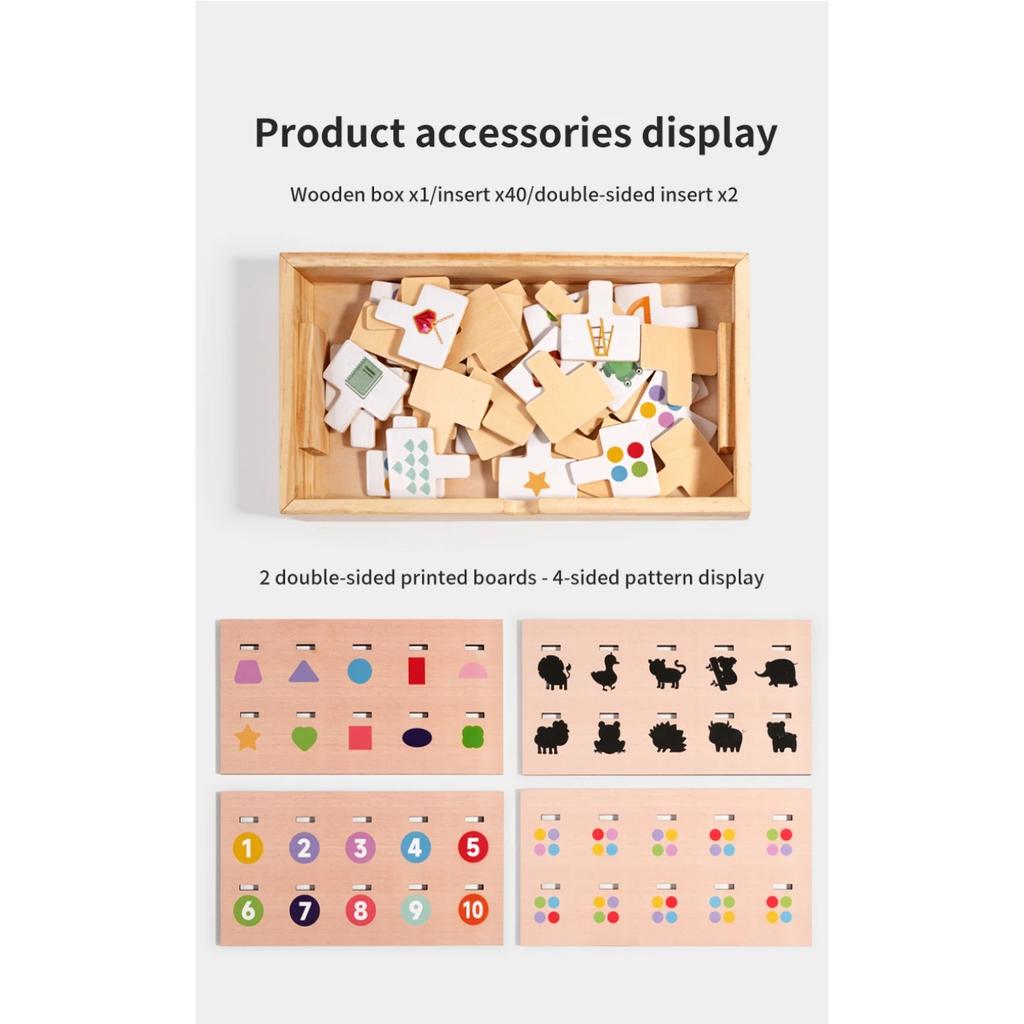 Montessori Wooden Pattern Shape Matching Puzzle Game for Kids Early Educational Toys Color Cognitive Toy Animal Game Box Gifts