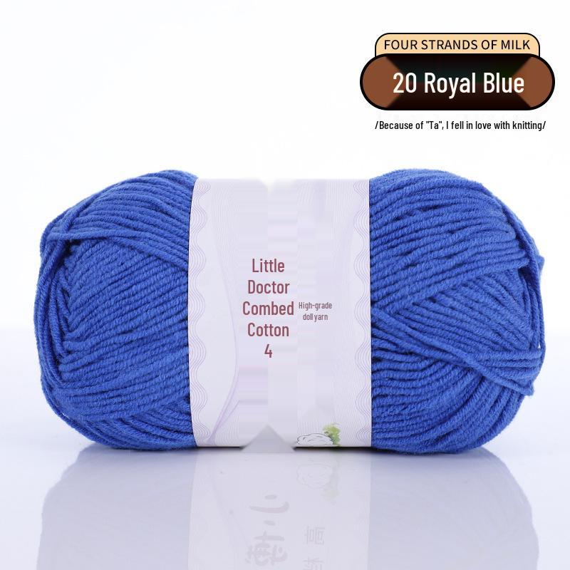 40g 4-Ply Combed Milk Cotton Yarn - Little Doctor, Medium-Thick for DIY Knitting Projects: Dolls, Cushions, Blankets