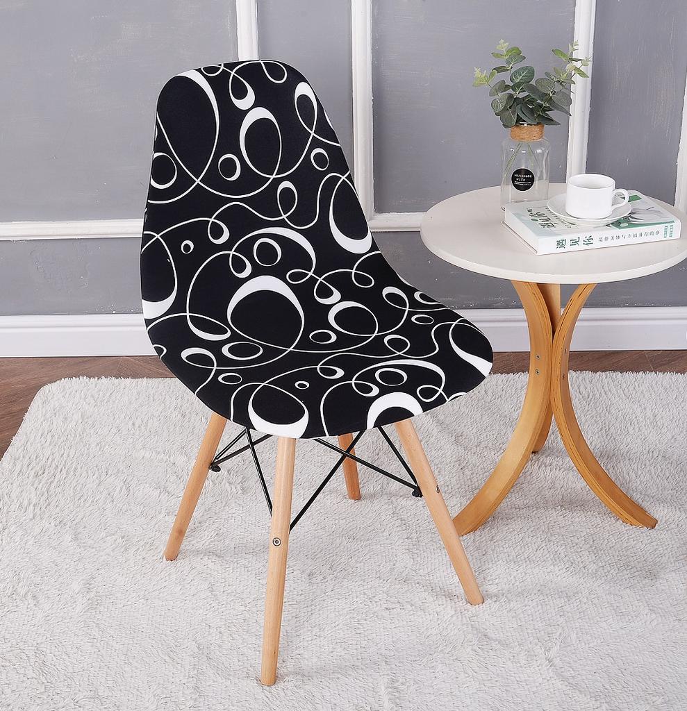 Stretchy Shell Chair Cover Short Back Scandinavian Adjustable Slipcover for Dining Bar Hotel Wedding Party Banquet