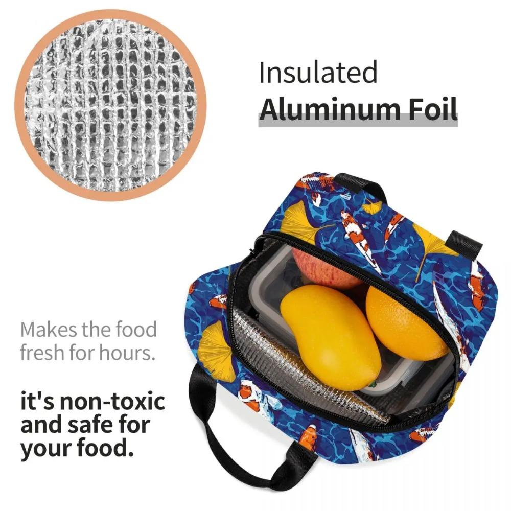 Vibrant Japanese Koi Fish Ripple Insulated Lunch Bag for Kids School Cooler Thermal Food Box Tote Portable Lunch Boxes Container