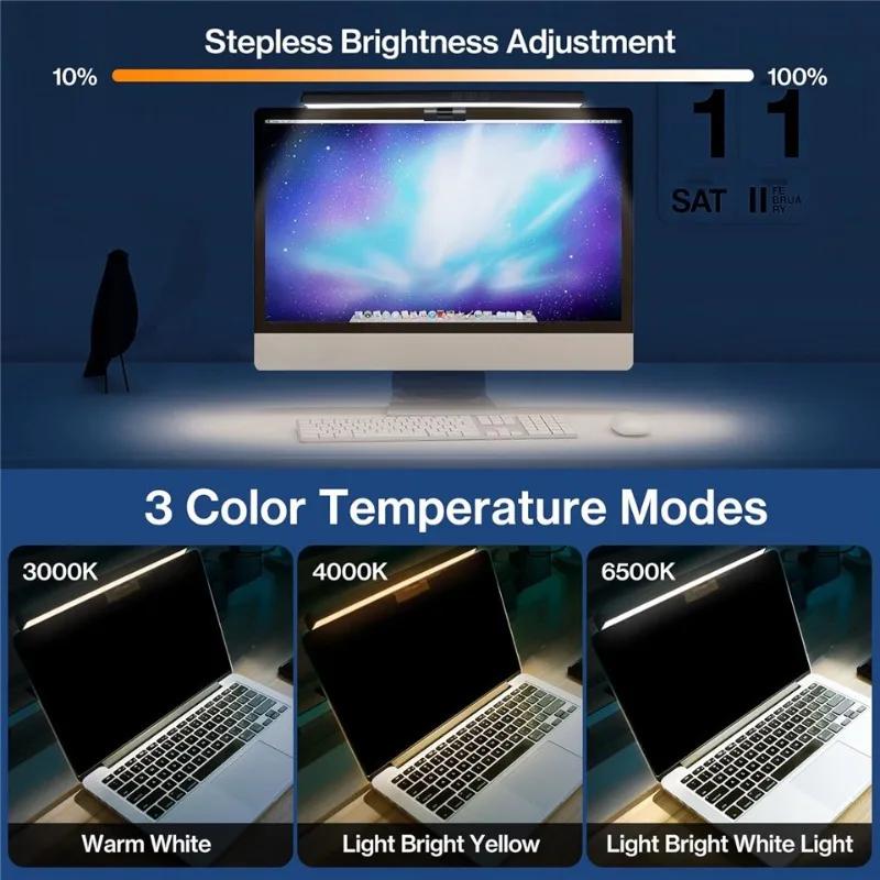 USB-C LED Laptop Light Bar - Touch Control with 3 Color Temperatures, Anti-Glare Screen Lamp for Desktop Monitor