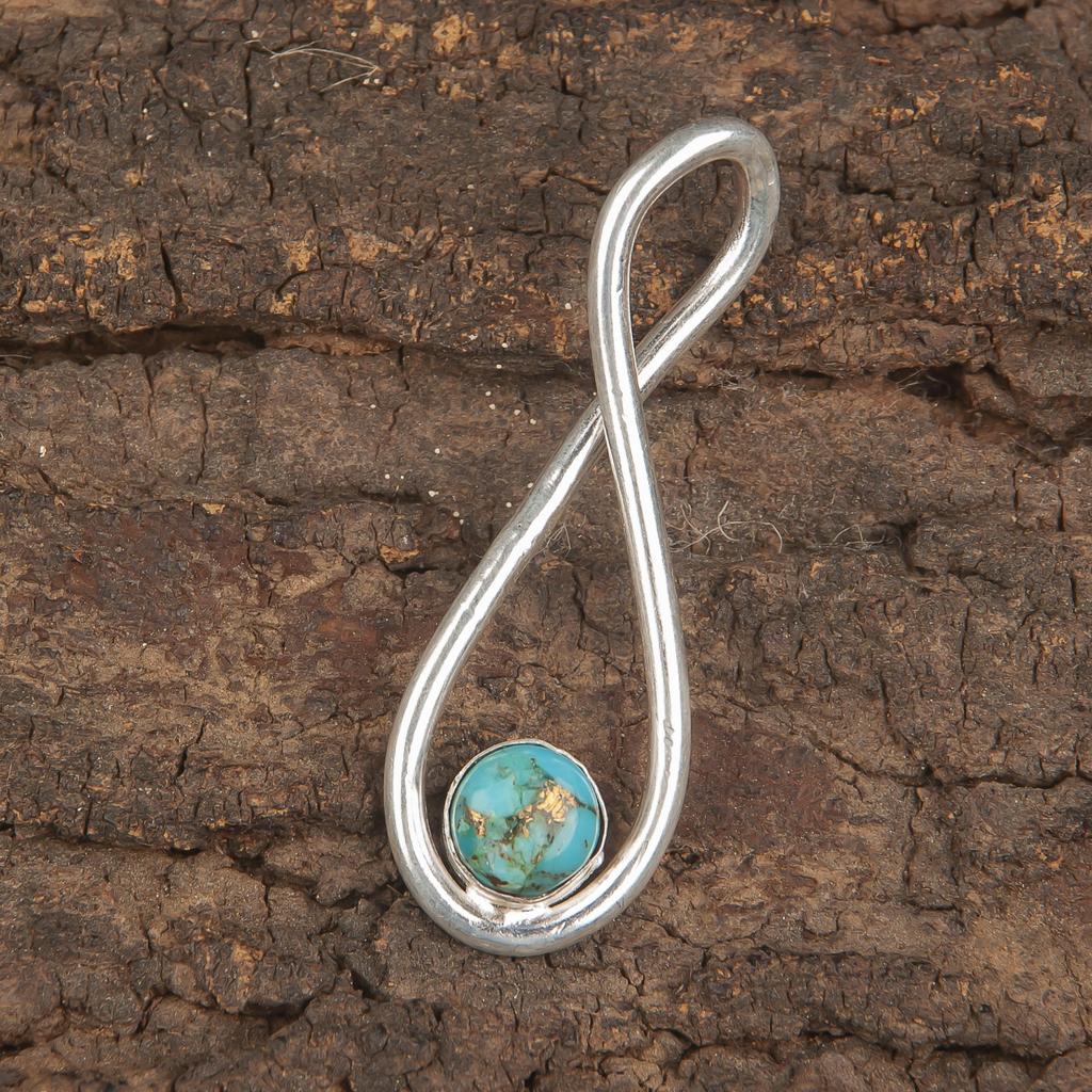 Blauer Kupfer-Türkis Handgefertigter Edelsteinanhänger, 925 Sterling Silber Ohrringe Anhänger Schmuck, Für Verlobungsgeschenk