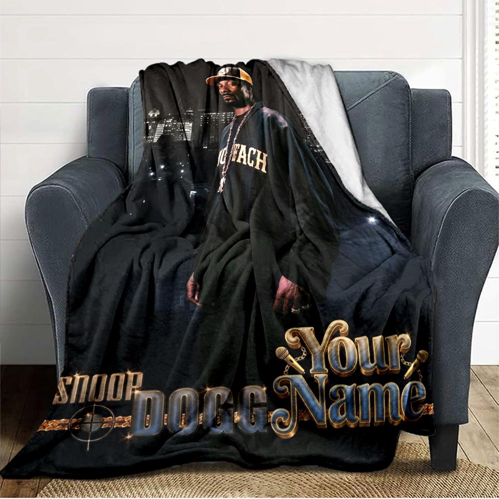 Name Custom Snoop Dogg Print Flannel Blanket High Quality Warm Comfortable Cover for All Seasons Perfect for Gifts Home Decor