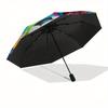 Soccer Ball Artwork Automatic Folding Umbrella  Simple Eight Rib Design, Bright Color Pattern, Durable Iron Frame, Ideal for Travel and Outd