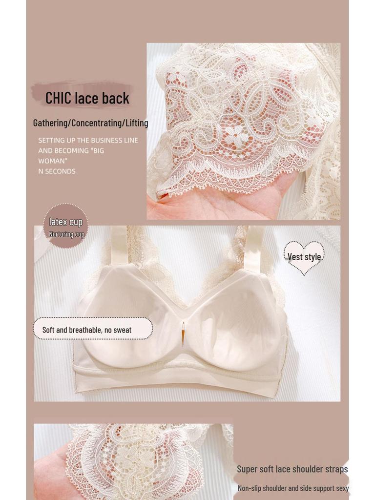 Lace Seamless Full Coverage Bra - Summer Women's Sexy Thin Underwear with Side Support & Vest Style for Small Chest