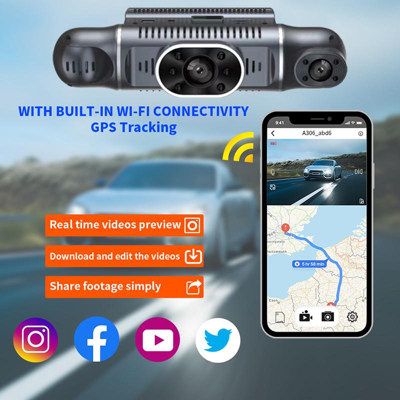 Car DVR 4 Lens 1080P Dash Cam for Cars Video Recorder WIFI APP Control 180 Degrees Night Vision Front left right Rear View Camer