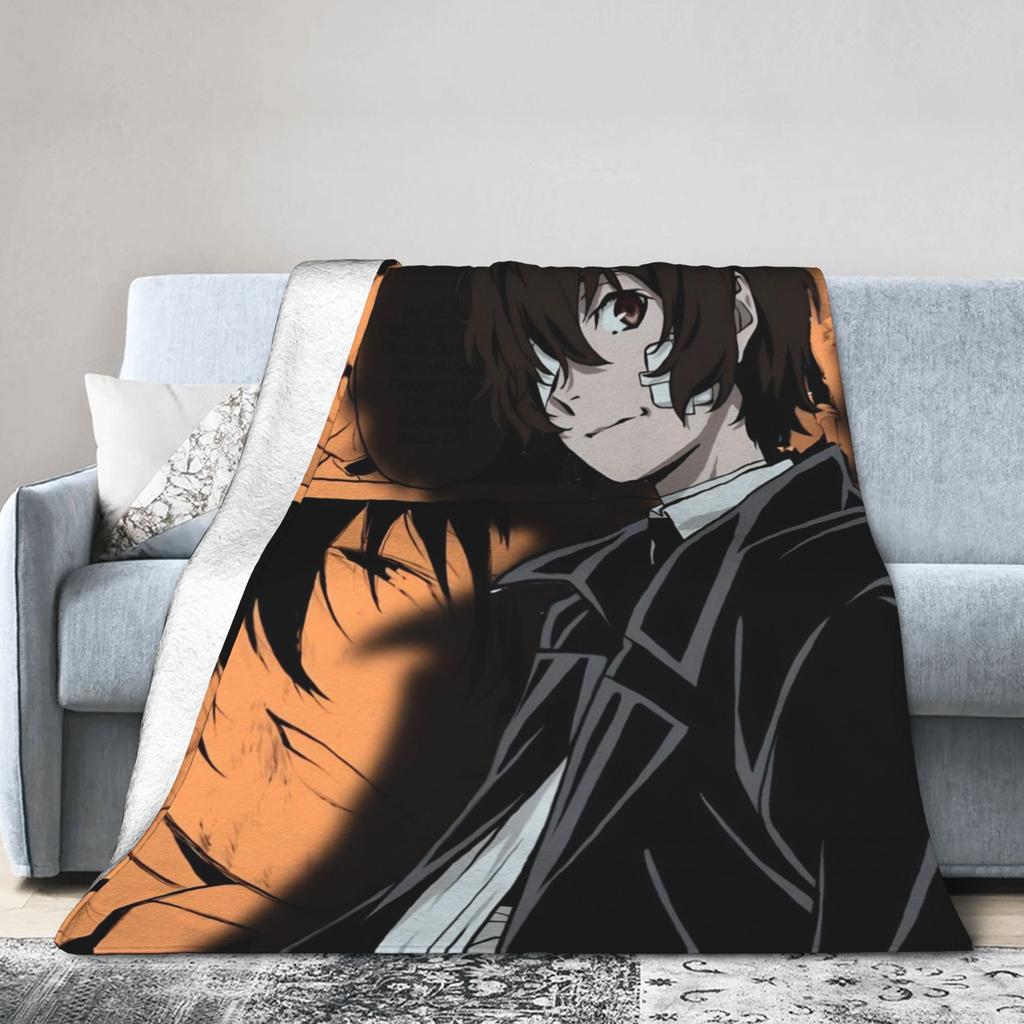 Dazai Bungo Stray Dogs Blankets Super Soft Funny Plush Throw Blanket For Kids Adult Couch Bed Flannel Bedspread Bed Cover