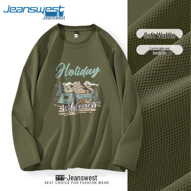 Jeanswest Men s Heavyweight Waffle Knit Long Sleeve T-Shirt M