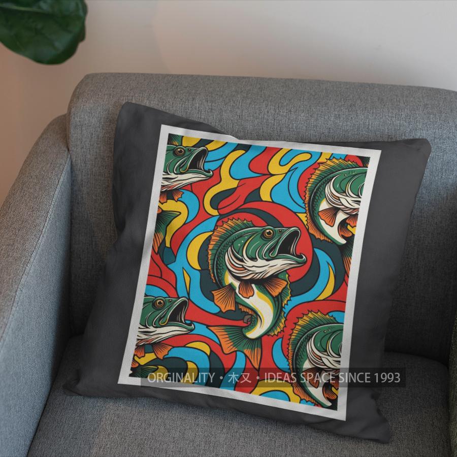 2D Bunte Fisch-Kunst-Kissen für einzigartige Dekor-Muster Kissenbezug Geeignet für Sofa Schlafzimmer Auto Kissenbezug