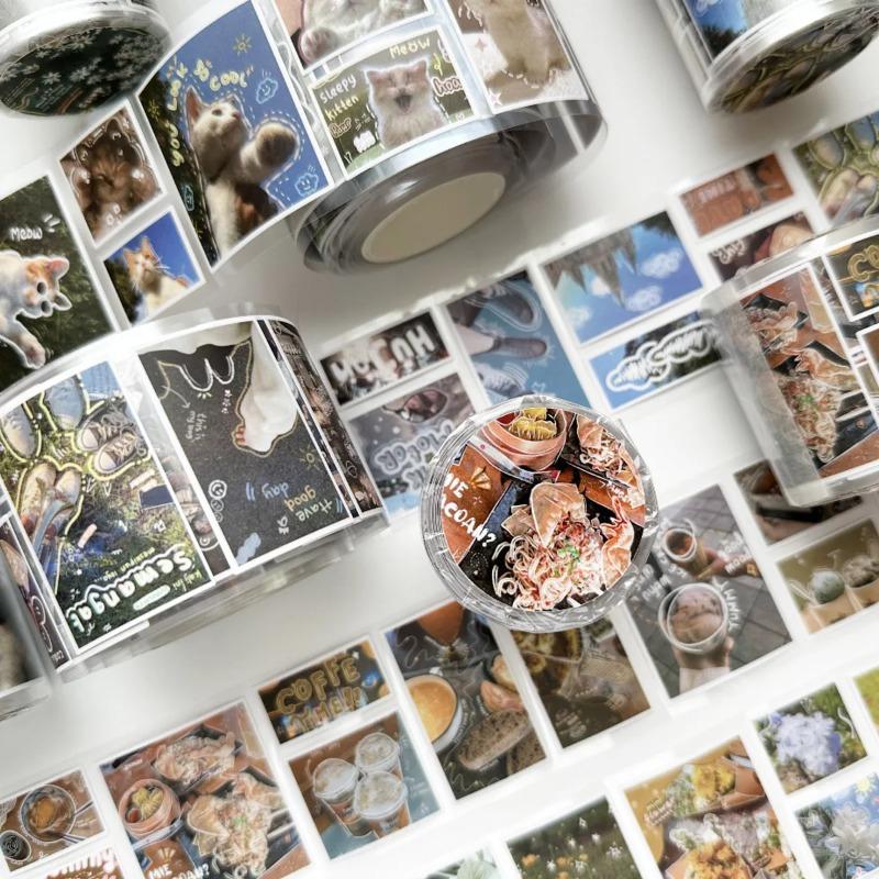 1 Rolka Naklejek do Scrapbookingu Naklejki PET z Postaciami Taśmy Washi Wakacje Rekreacyjne do Sztuki Rękodzieła DIY Album Dziennik Planer