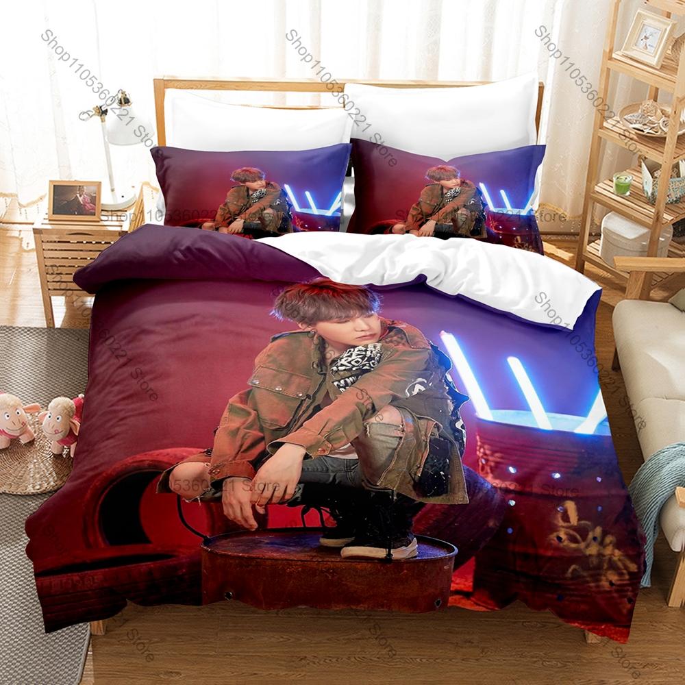 Personality Hip Hop Style Agust D Graphic New Bedding Set Soft Cozy Bed Cover Household Sleeping Bedding Ornament Gift
