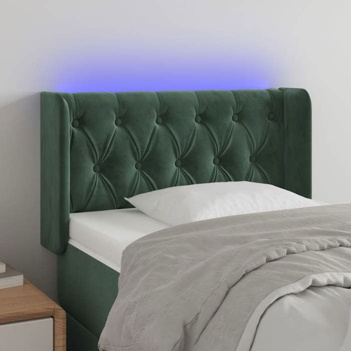 VidaXL LED Headboard Bedroom Furniture Single Bed Accessory Headboard Bed Frame Interior Dark Green 3123605