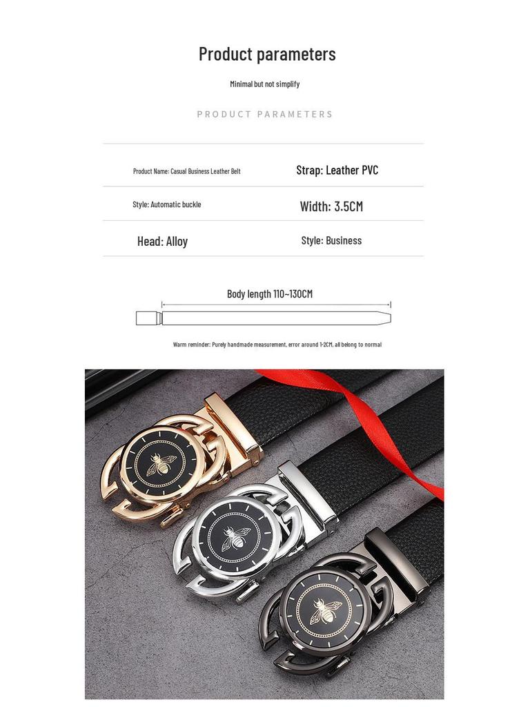 Men's Trendy Automatic Buckle Leather Belt - Versatile, Casual, and Simple Design