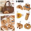 1-10PCS Adorable Capybara Plushie Keyring Funny Bread Topper Anime Style Fluffy Hanging Toy Cute Food Decor For Teens