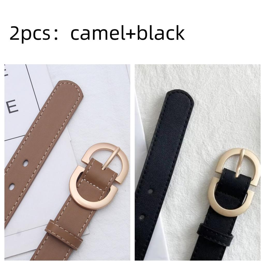 Women's Simple Golden Buckle Belt Women’s Fashion Casual Black Designer Belts Ladies Waist Belts For Jeans Clothing Accessories