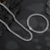 Geometric Diamond 6mm Single Row Cuban Chain Necklace, Hip-hop Personality Full Diamond Bracelet, Trendy Accessory