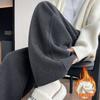 Womens High-Waisted Wide-Leg Fleece-Lined Cotton Blend Casual Trousers Loose Fit Winter Pants