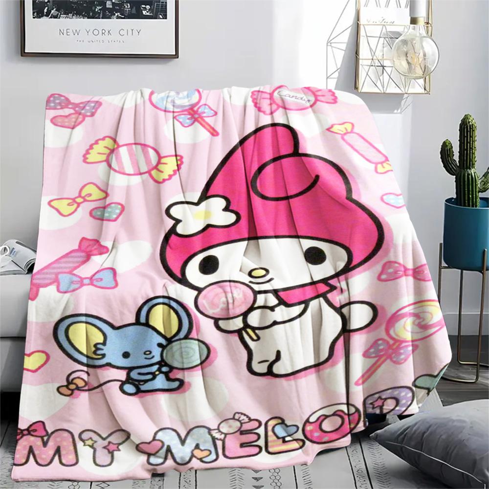 Pink Bunny Umbrella Cloud Print Blanket Home Decor Soft And Comfortable Machine Washable Nap Blanket Outdoor Plush Blanket