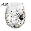 Halloween Party Glassware Ghost Whiskey Glass, Black Cat Spider Net Skull Tumbler for Decorative Kitchen Cocktail, 350ml Spooky Drinkware Home
