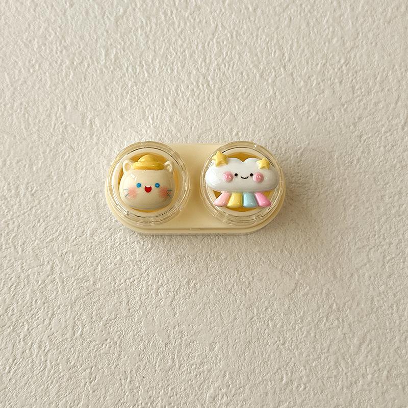 1pc Mini Contact Lens Case for Eyes Travel Kit Holder Cartoon Cute Cosmetic Contact Lenses Case Box Container Travel Accessaries