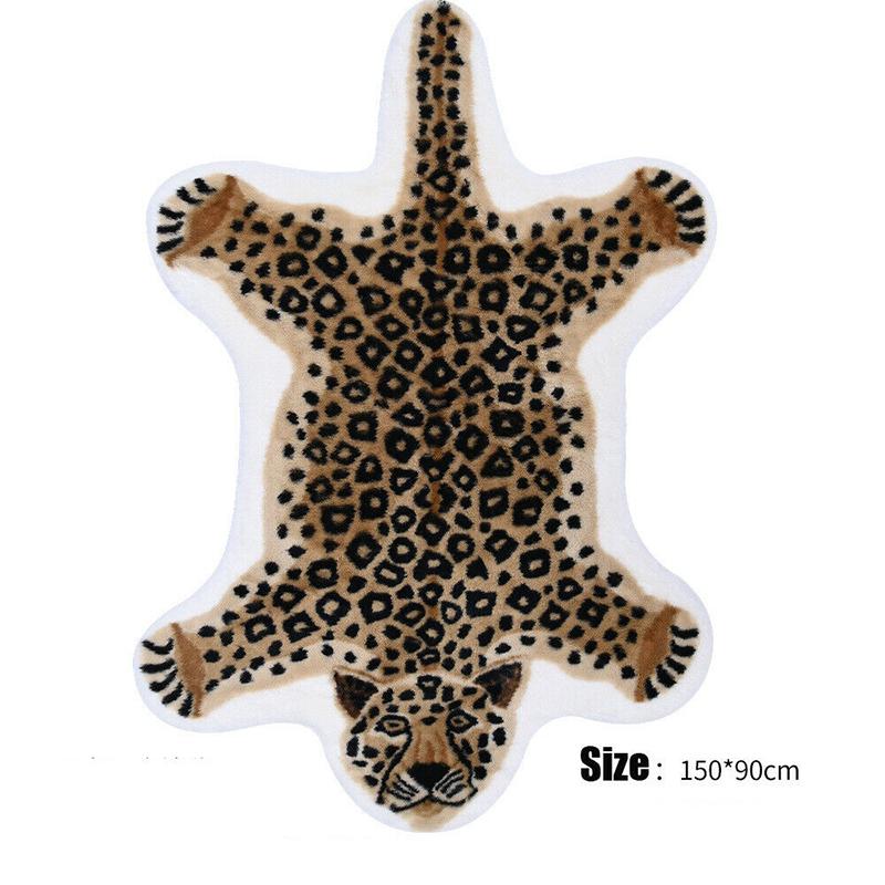 Nordic Style Cute Animal Printed Rug Panda Leopard Tiger Giraffe Lion Shape Faux Skin Carpet Plush Antiskid Carpet