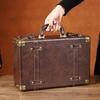 Baule in Legno Manico in Ecopelle Custodia da Trasporto Contenitore Portaoggetti Portatile Per Gioielli Cosmetici E Collezionismo