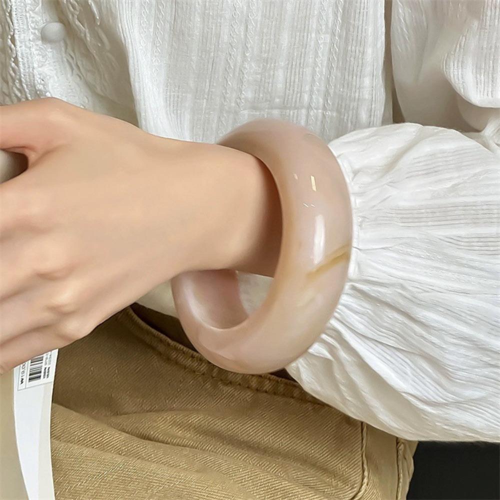 Exaggerated Acrylic Bangle Smudging Retro Hand Ring Unique Wide Bracelet  Hand Jewelry