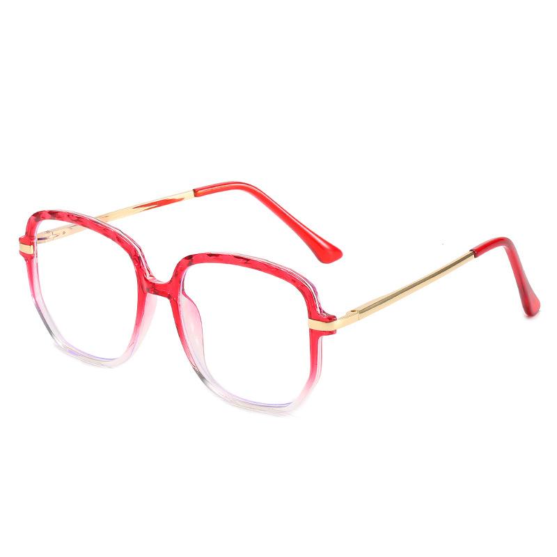 Ochelari de vedere cu lentile plate anti-lumină albastră din TR90, retro cristal, cu brațe metalice multifacetate, cu schimbare graduală de culoare, pentru femei