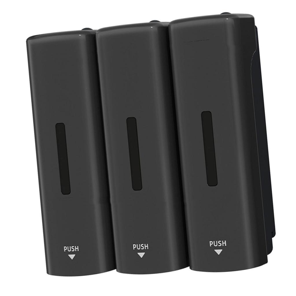 3 Chamber Manual Soap Dispenser Wall Mount Drip Liquid 350ml Each Capacity with Wide Opening Double Leakage Proof Pump