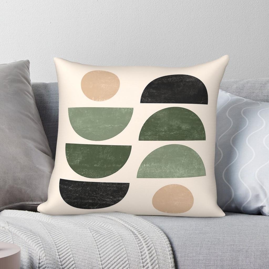 Shapes Beige Green Black Square Pillowcase Polyester Linen Velvet Pattern Zip Decorative Room Cushion Cover Wholesale
