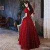Burgundy Toast Bride 1011 New Summer Wedding Return Gauze Dress Light Luxury Banquet Evening Dress
