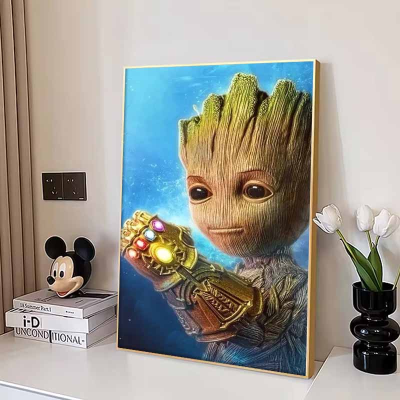 Disney Diamond painted Groot Infinity Gauntlet Creative Fan Art Illustration 5D DIY RhinestoneandDiamondEmbroiderycrossstitchHomeandWeddingDecorations