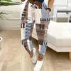 Summer Ladies Piece Splicing Printed Sweatpants Loose Fit Drawstring Joggers Elastic Cuff Daily Casual Pants