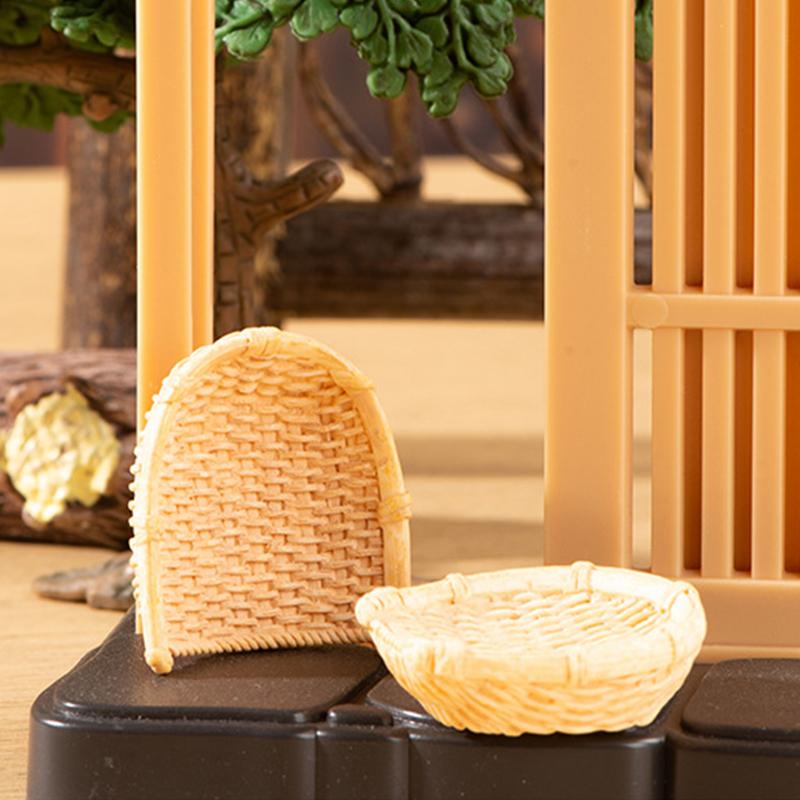 1 set casa de păpuși mini model de mobilier simulare coș de pește scaun de masă pentru scenă de fotografiere