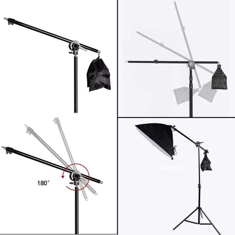 Verstellbares Fotografie Galgenarm-Kit 76 135cm mit Sandsack und Universalklemme für Studiobeleuchtung