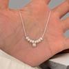 Women's 925 Silver Natural Freshwater Pearl Bead Simple Necklace