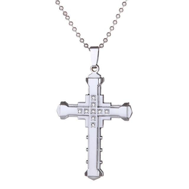 Fashionable Men Jesus Cross Zircon Necklace Gold Plated Cross Pendant Hip Hop Necklaces for Men Jewelry Party Anniversary Gift
