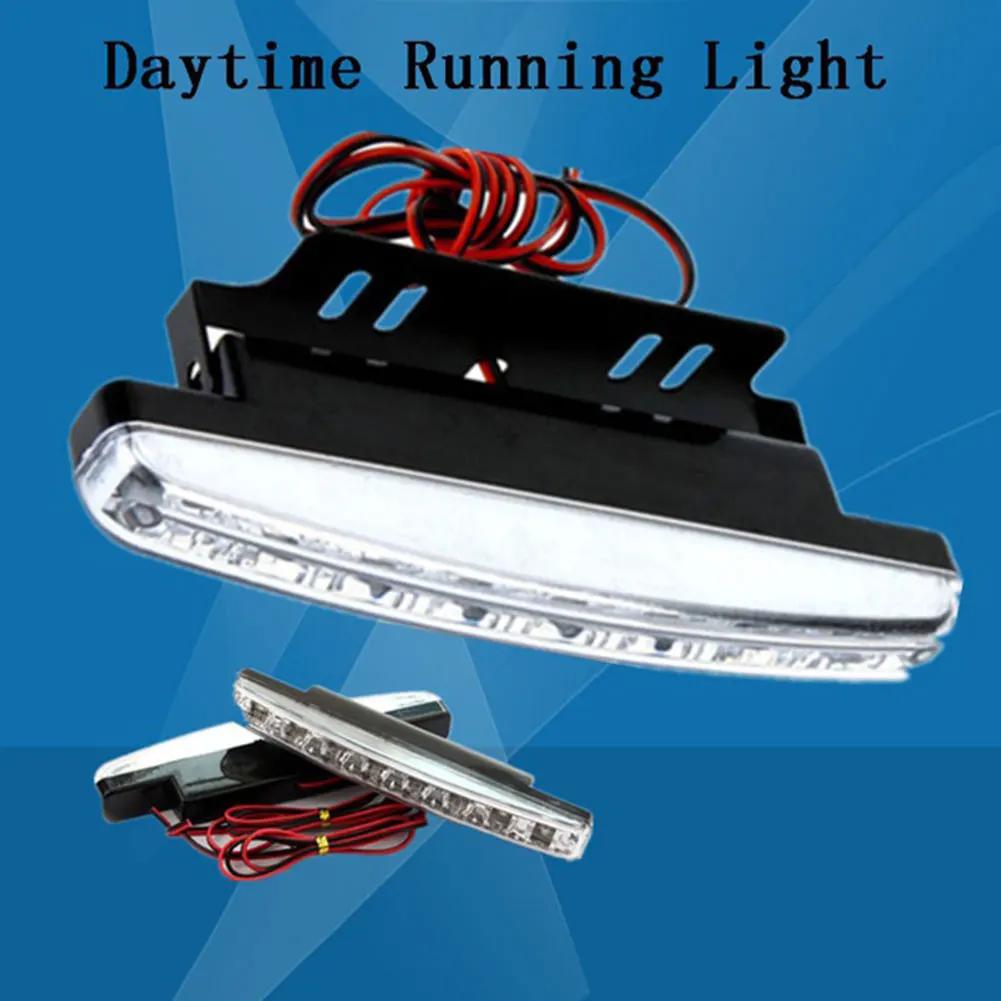 1/2PCS Car LED 12V External White 8Leds Universal Driving Light Daytime Running Light Fog Lamp Durable Auxiliary Lamp Waterproof