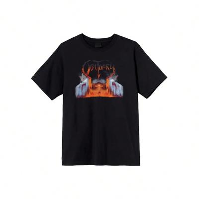 T-shirt Hip Hop Americana  's Death Metal Necrologio Streetwear Maniche Corte Oversize Y2k Cotone Pesante Abbigliamento
